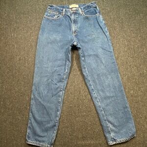 LL Bean‎ Flannel Lined Womens 12 Reg Double L Relaxed Fit Jeans Plaid High Rise